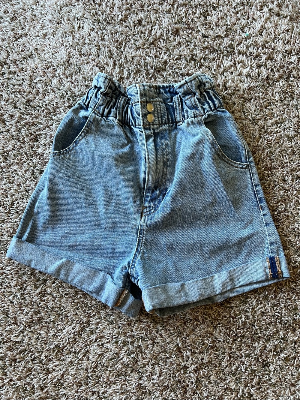 H&M Light Blue Paperbag Waist Denim Shorts